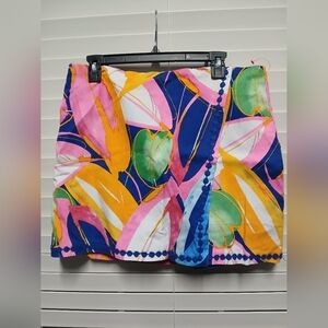 Pre-owned (Crown & Ivy) Colorful Leaf Print Skirt Sz 14